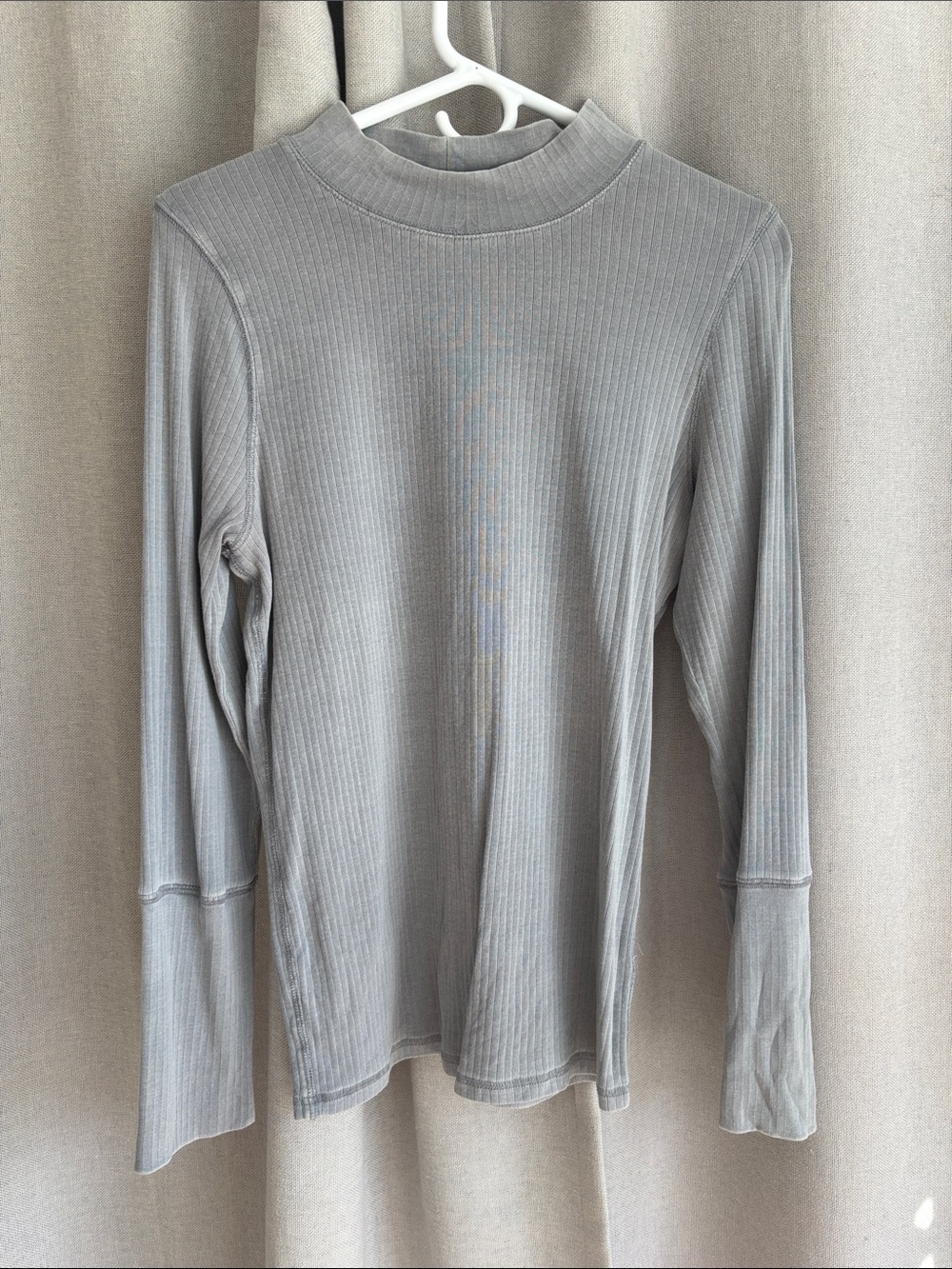 Free People Ribbed Mock Neck Sweater - Gray/ blue
